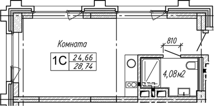 Продажа 1-комнатной студии в&nbsp;жилом комплексе «Апарт-отель Gagarin City (Гагарин Сити)»
