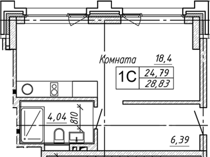 Продажа 1-комнатной студии в&nbsp;жилом комплексе «Апарт-отель Gagarin City (Гагарин Сити)»