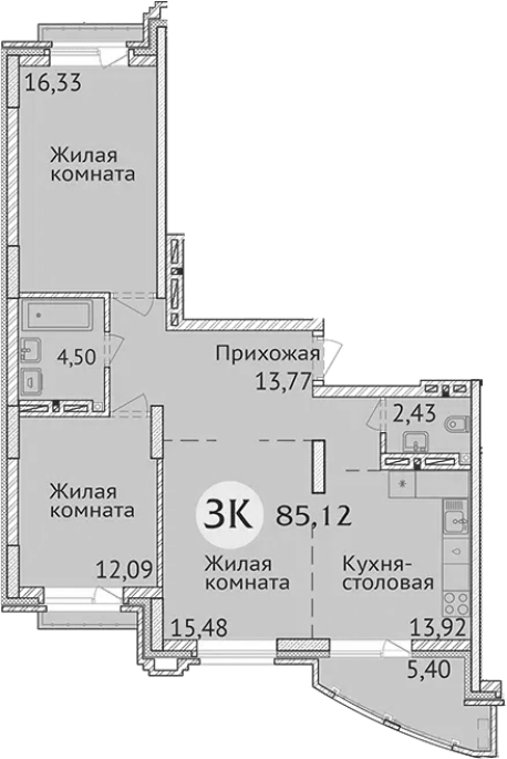 Продажа 3-комнатной студии в&nbsp;жилом комплексе «Заельцовский New»