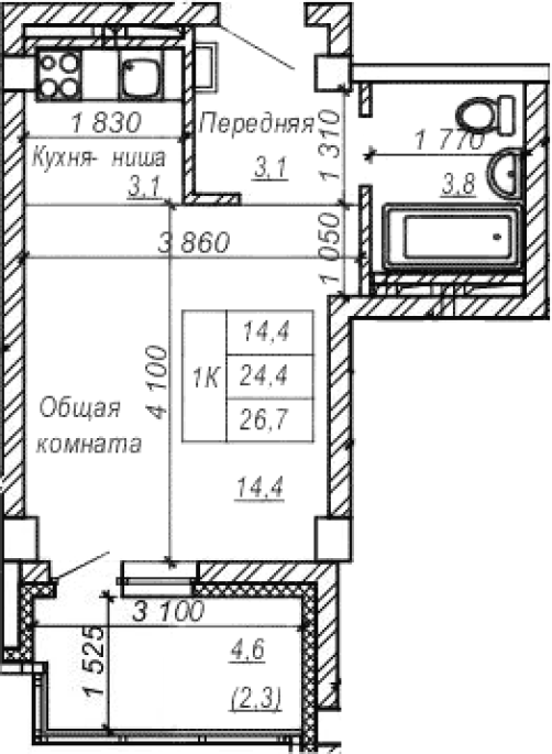 Продажа 1-комнатной студии в&nbsp;жилом комплексе «Серебряный ключ»