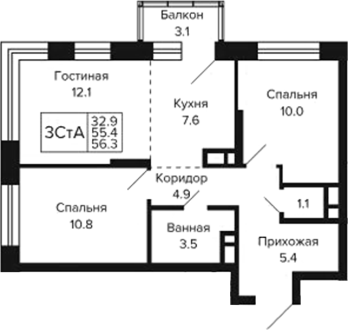 Продажа 3-комнатной студии в&nbsp;жилом комплексе «Цитатум»