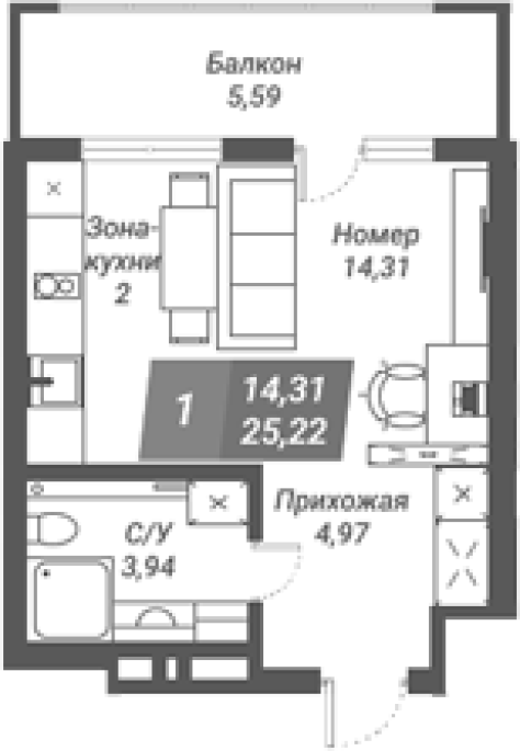 Продажа 1-комнатной студии в&nbsp;жилом комплексе «Ворошилов»