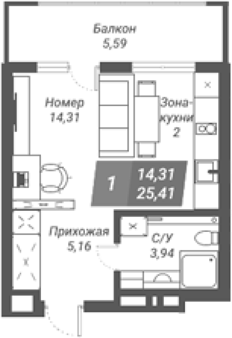 Продажа 1-комнатной студии в&nbsp;жилом комплексе «Ворошилов»