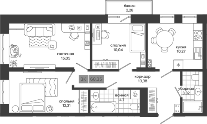 Продажа 3-комнатной в&nbsp;жилом комплексе «Белкин»