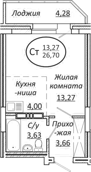 Продажа 1-комнатной студии в&nbsp;жилом комплексе «Пролетарский»