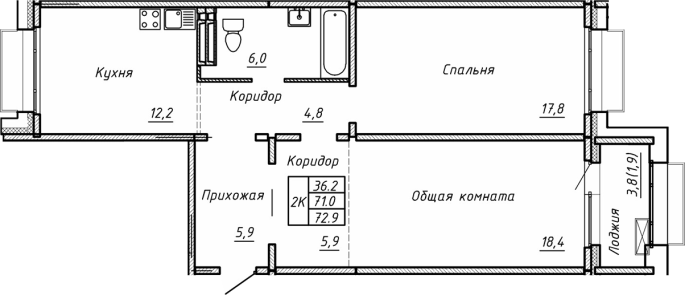 Продажа 2-комнатной в&nbsp;жилом комплексе «Гренландия»