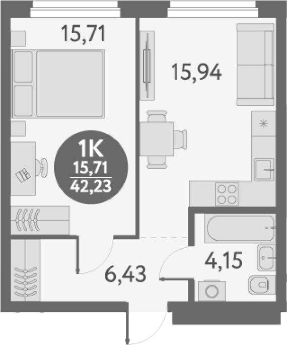 Продажа 1-комнатной в&nbsp;жилом комплексе «Первый на Титова»
