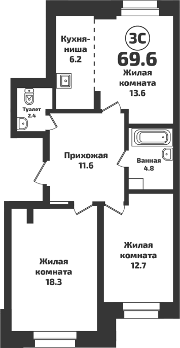 Продажа 3-комнатной студии в&nbsp;жилом комплексе «INFINITY»