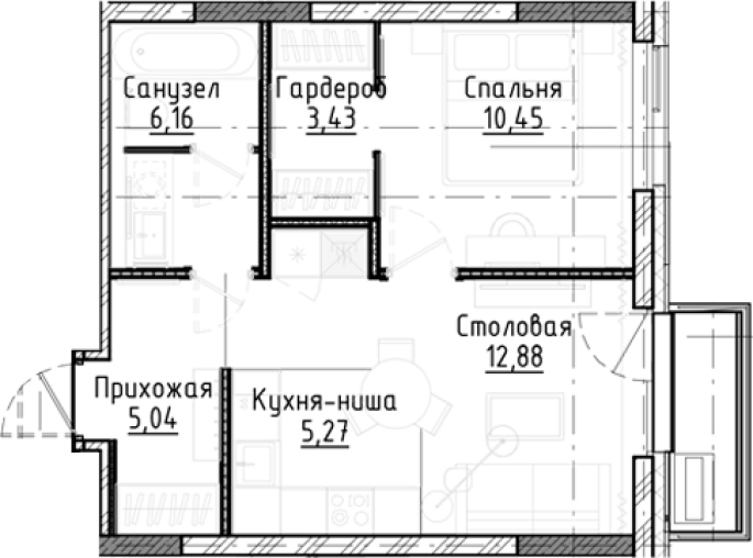Продажа 2-комнатной студии в&nbsp;жилом комплексе «Город-на-озере»