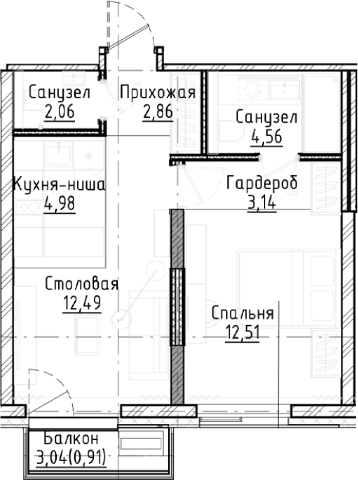 Продажа 2-комнатной студии в&nbsp;жилом комплексе «Город-на-озере»