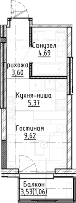 Продажа 1-комнатной студии в&nbsp;жилом комплексе «Город-на-озере»