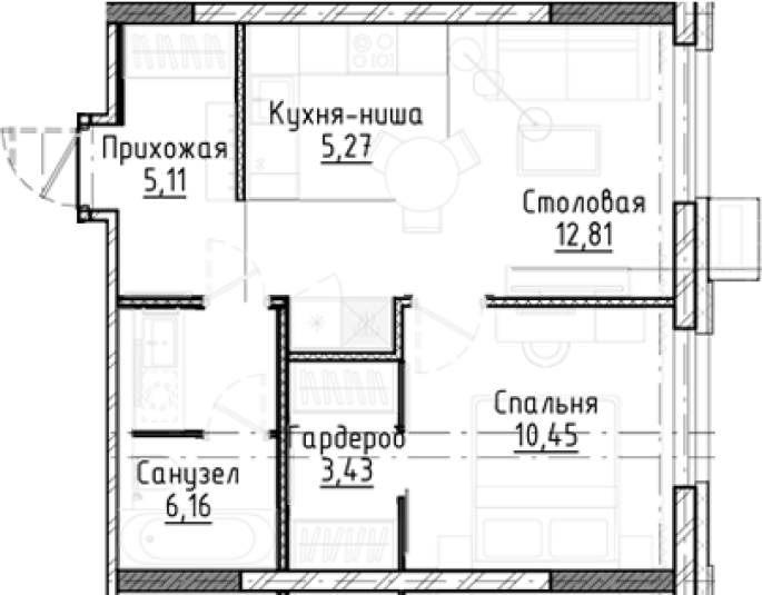 Продажа 2-комнатной студии в&nbsp;жилом комплексе «Город-на-озере»