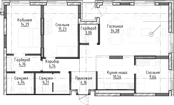 Продажа 4-комнатной студии в&nbsp;жилом комплексе «Город-на-озере»