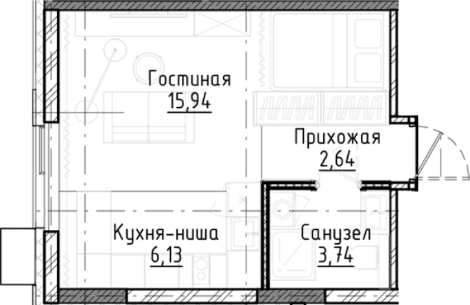 Продажа 1-комнатной студии в&nbsp;жилом комплексе «Город-на-озере»