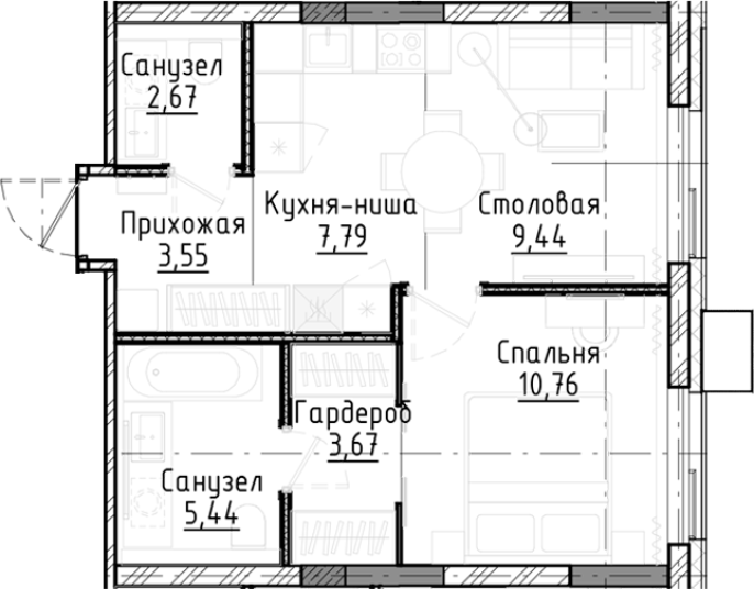 Продажа 2-комнатной студии в&nbsp;жилом комплексе «Город-на-озере»