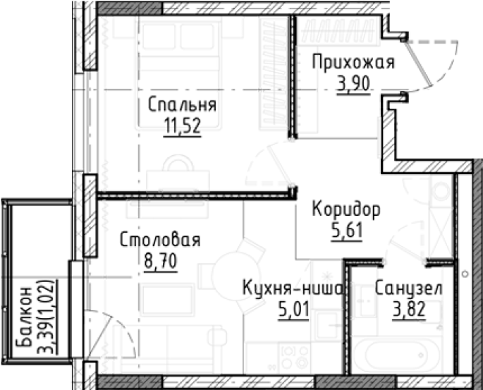 Продажа 2-комнатной студии в&nbsp;жилом комплексе «Город-на-озере»