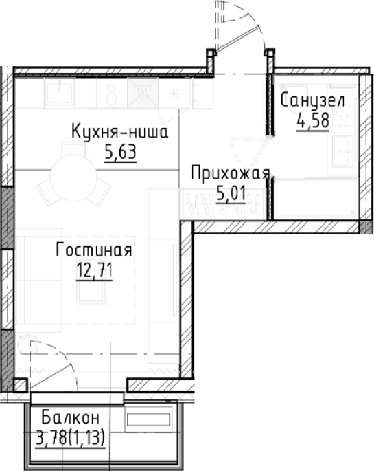 Продажа 1-комнатной студии в&nbsp;жилом комплексе «Город-на-озере»
