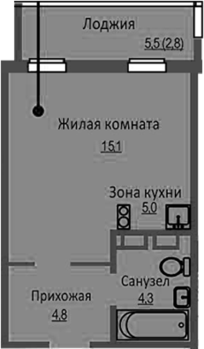 Продажа 1-комнатной студии в&nbsp;жилом комплексе «Новый бронный»