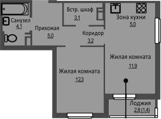 Продажа 2-комнатной студии в&nbsp;жилом комплексе «Новый бронный»