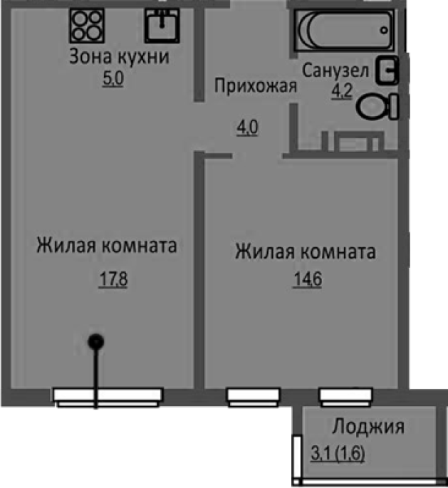 Продажа 2-комнатной студии в&nbsp;жилом комплексе «Новый бронный»