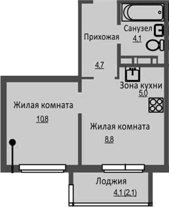 Продажа 2-комнатной студии в&nbsp;жилом комплексе «Новый бронный»