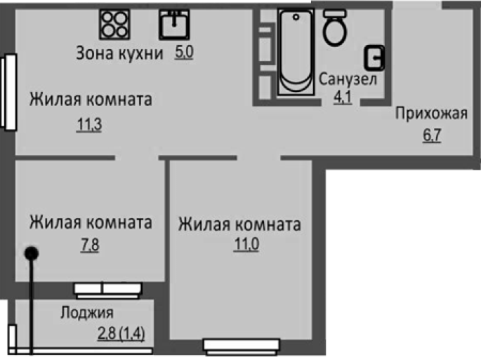 Продажа 3-комнатной студии в&nbsp;жилом комплексе «Новый бронный»
