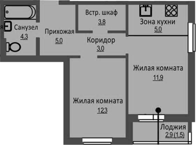 Продажа 2-комнатной студии в&nbsp;жилом комплексе «Новый бронный»