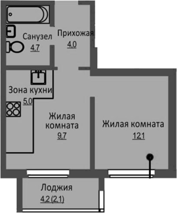 Продажа 2-комнатной студии в&nbsp;жилом комплексе «Новый бронный»