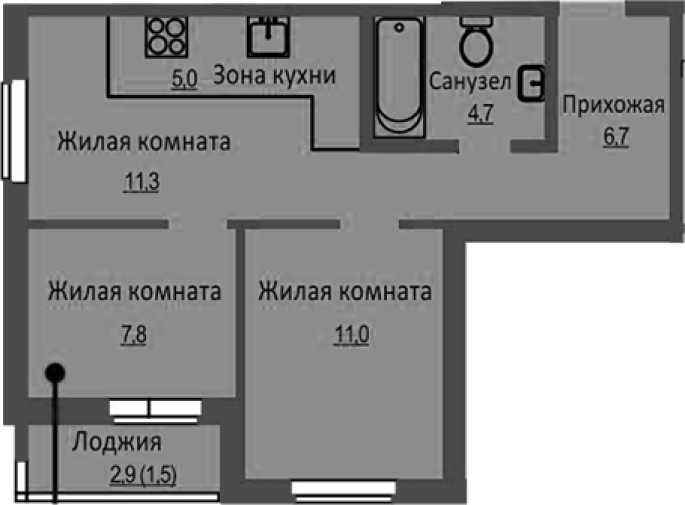 Продажа 3-комнатной студии в&nbsp;жилом комплексе «Новый бронный»