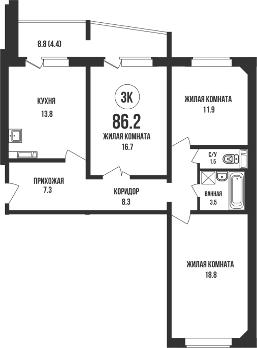 Продажа 3-комнатной в&nbsp;жилом комплексе «Династия»