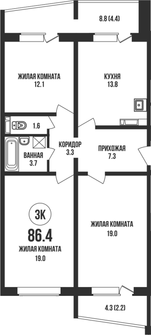 Продажа 3-комнатной в&nbsp;жилом комплексе «Династия»