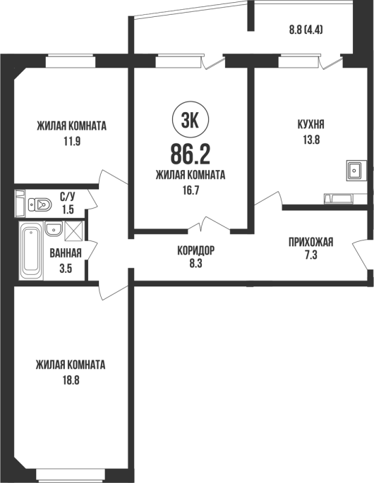 Продажа 3-комнатной в&nbsp;жилом комплексе «Династия»