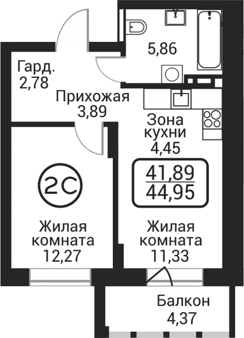 Продажа 2-комнатной студии в&nbsp;жилом комплексе «Пегас»