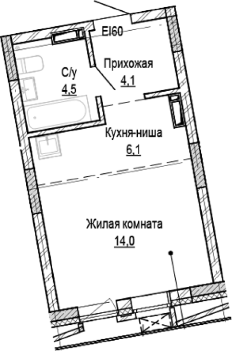 Продажа 1-комнатной студии в&nbsp;жилом комплексе «Кварталы Немировича»