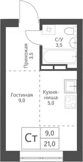 Продажа 1-комнатной студии в&nbsp;жилом комплексе «Экоград 12 дворов»