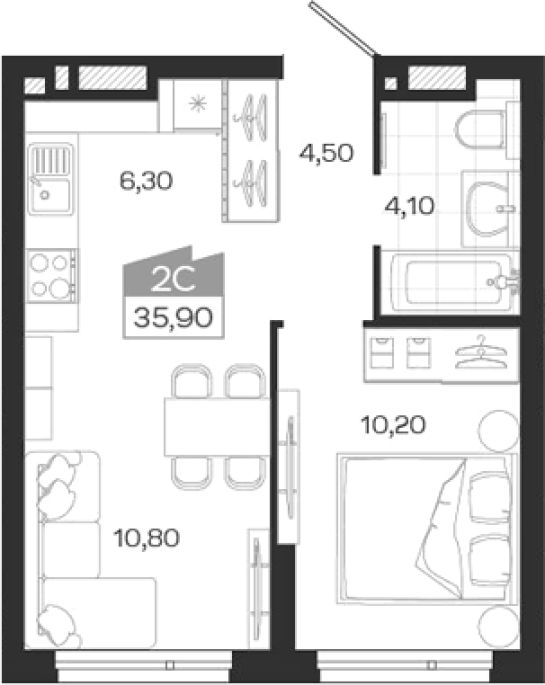Продажа 2-комнатной студии в&nbsp;жилом комплексе «Ясный Берег»