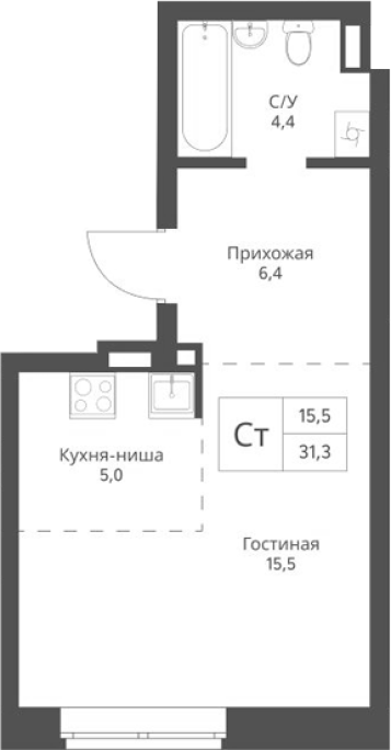 Продажа 1-комнатной студии в&nbsp;жилом комплексе «Экоград 12 дворов»