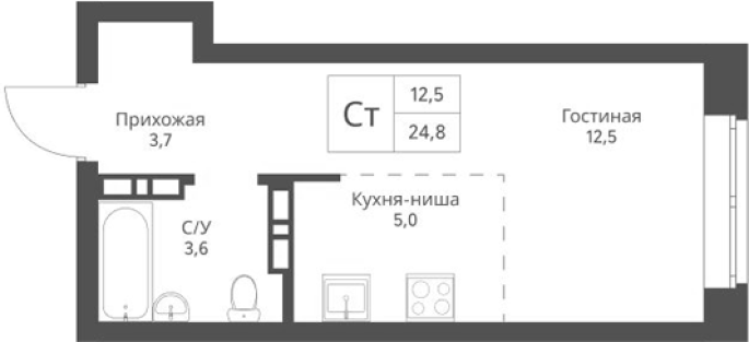 Продажа 1-комнатной студии в&nbsp;жилом комплексе «Экоград 12 дворов»