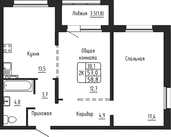 Продажа 2-комнатной в&nbsp;жилом комплексе «Самоцветы»