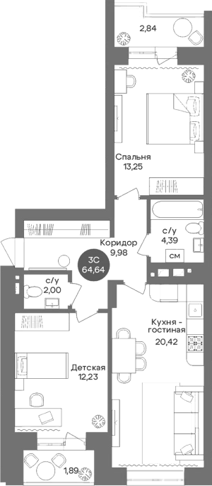 Продажа 3-комнатной студии в&nbsp;жилом комплексе «Квартал на Российской»