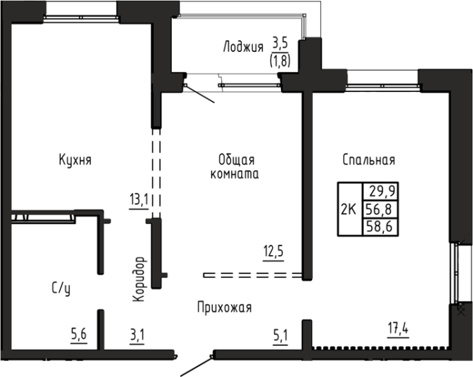 Продажа 2-комнатной в&nbsp;жилом комплексе «Акварельный 4.0»