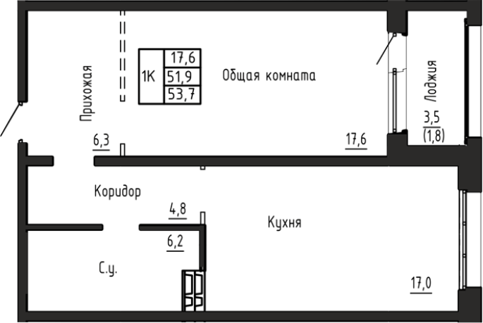 Продажа 1-комнатной в&nbsp;жилом комплексе «Акварельный 4.0»