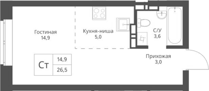Продажа 1-комнатной студии в&nbsp;жилом комплексе «Экоград 12 дворов»