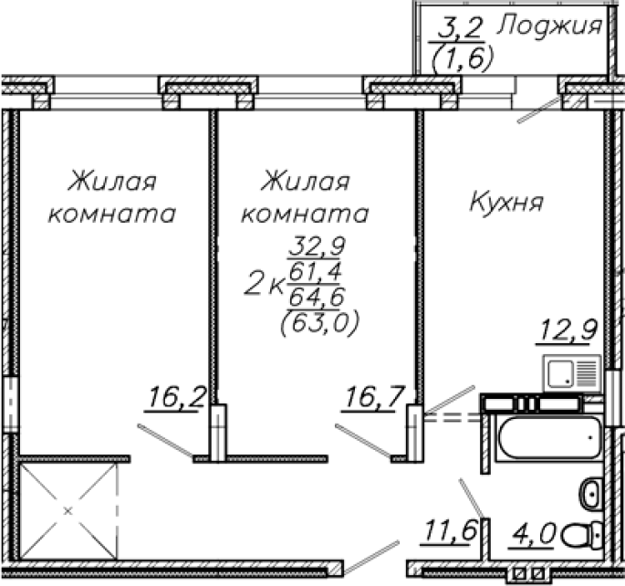 Продажа 2-комнатной в&nbsp;жилом комплексе «Авиастроителей»