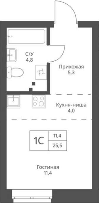 Продажа 1-комнатной студии в&nbsp;жилом комплексе «Фора»