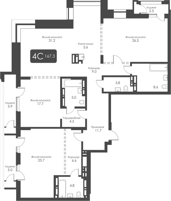 Продажа 4-комнатной в&nbsp;жилом комплексе «City Towers»