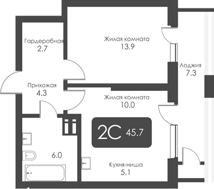 Продажа 2-комнатной студии в&nbsp;жилом комплексе «City Towers»