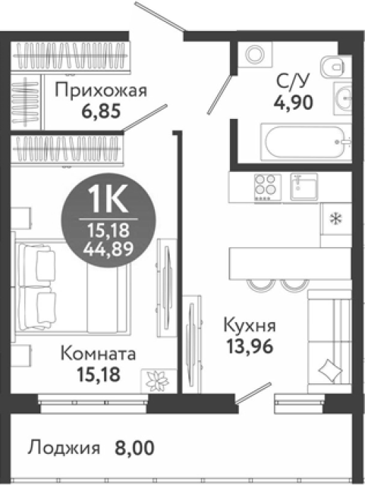 Продажа 1-комнатной в&nbsp;жилом комплексе «Семейный квартал»