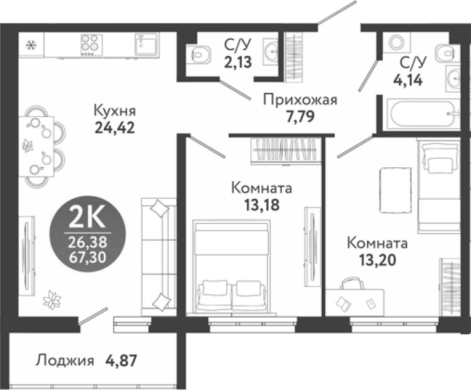 Продажа 3-комнатной студии в&nbsp;жилом комплексе «Семейный квартал»