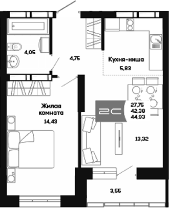 Продажа 1-комнатной в&nbsp;жилом комплексе «Салют»